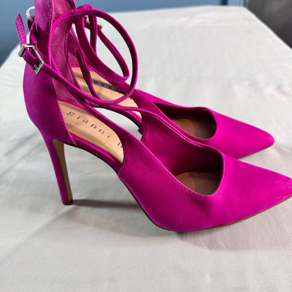 Gianni Bini Hula Tiera Pink Ankle Wrap Heels Womens 8.5M Pointed Toe View 3